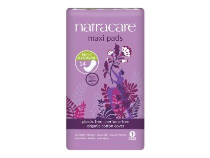 Natracare menstruační vložky maxi regular bez křidélek 14 ks