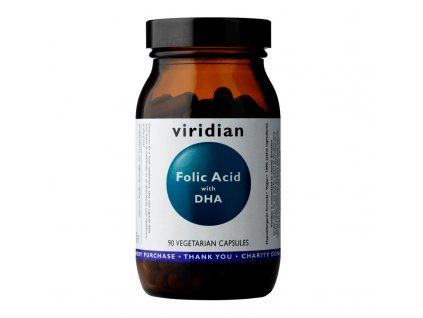 Viridian Folic Acid with DHA 90 kapslí (Kyselina listová a DHA)
